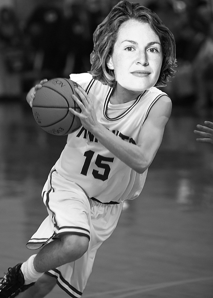 Kiezbett Linda als Basketballspielerin Fotomontage